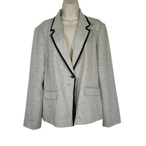 Company by Ellen Tracy Blazer Jacket Women Size XL Heather Gray Navy Blue FLAWS